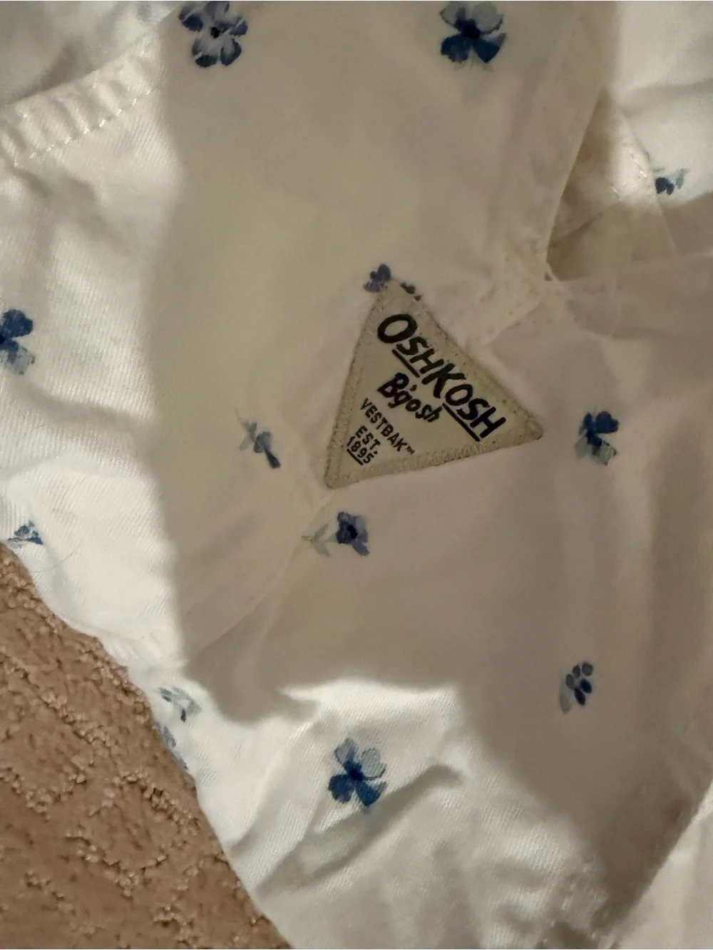 OshKosh B'gosh Cream Overalls with Blue Floral Print